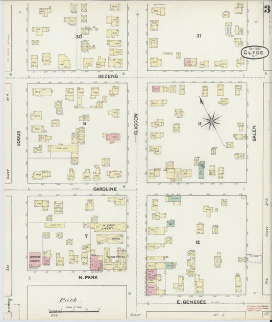 Sanborn Fire Insurance Map from Clyde, Wayne County, New York (1890), Sheet #0003 - Historic Sanborn Fire Insurance Map Print, vintage old map wall art, antique decor, genealogy gift, New York New York map