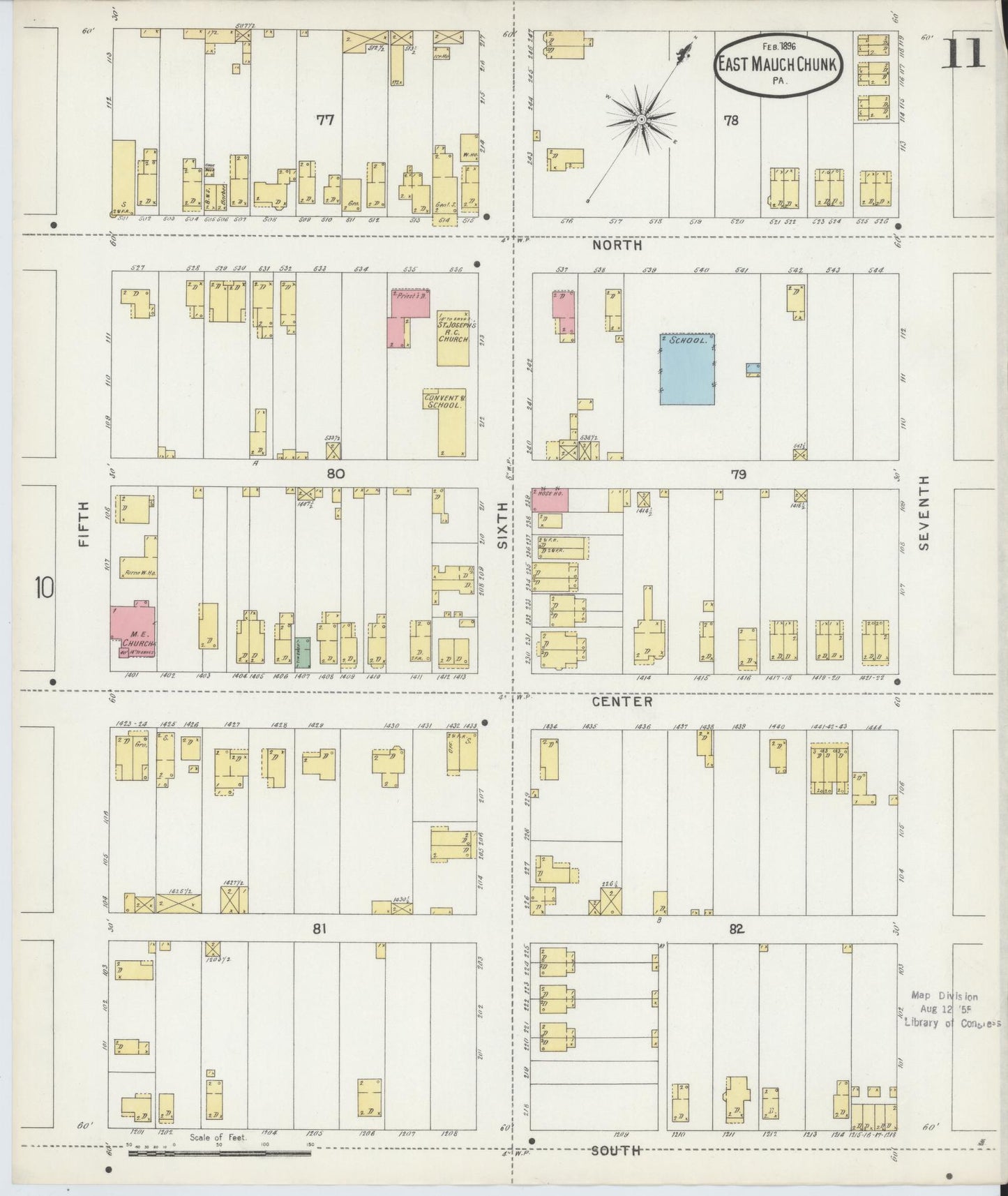 Sanborn Fire Insurance Map from Mauch Chunk, Carbon County, Pennsylvania (1896), Sheet #0011 - Complete Map Set gallery image, historic Sanborn map, vintage wall art, Pennsylvania Pennsylvania