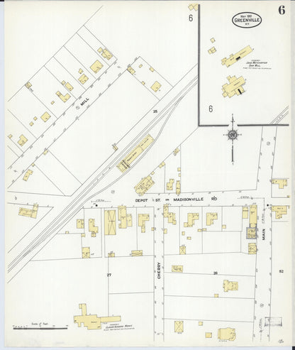 Sanborn Fire Insurance Map from Greenville, Muhlenberg County, Kentucky (1910), Sheet #0006 - Complete Map Set gallery image, historic Sanborn map, vintage wall art, Kentucky Kentucky