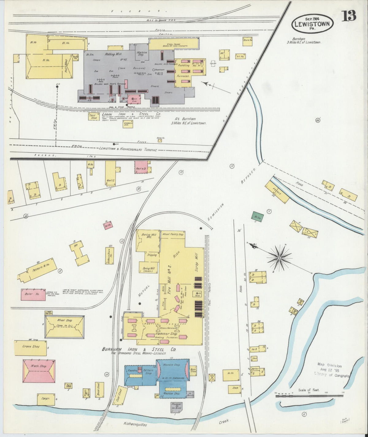 Sanborn Fire Insurance Map from Lewistown, Mifflin County, Pennsylvania (1904), Sheet #0013 - Complete Map Set gallery image, historic Sanborn map, vintage wall art, Pennsylvania Pennsylvania