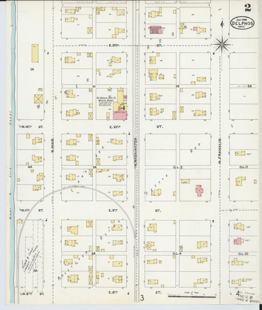 Sanborn Fire Insurance Map from Delphos, Van Wert And Allen Counties, Ohio (1904), Sheet #0002 - Historic Sanborn Fire Insurance Map Print, vintage old map wall art, antique decor, genealogy gift, Ohio Ohio map