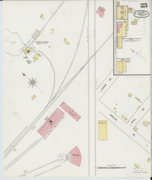 Sanborn Fire Insurance Map from Findlay, Hancock County, Ohio (1895), Sheet #0025 - Historic Sanborn Fire Insurance Map Print, vintage old map wall art, antique decor, genealogy gift, Ohio Ohio map
