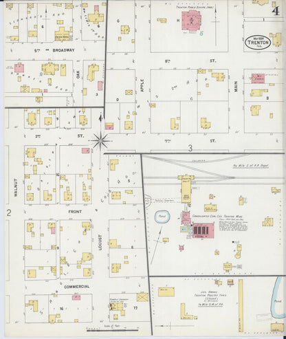 Sanborn Fire Insurance Map from Trenton, Clinton County, Illinois (1899), Sheet #0004 - Historic Sanborn Fire Insurance Map Print, vintage old map wall art, antique decor, genealogy gift, Illinois Illinois map