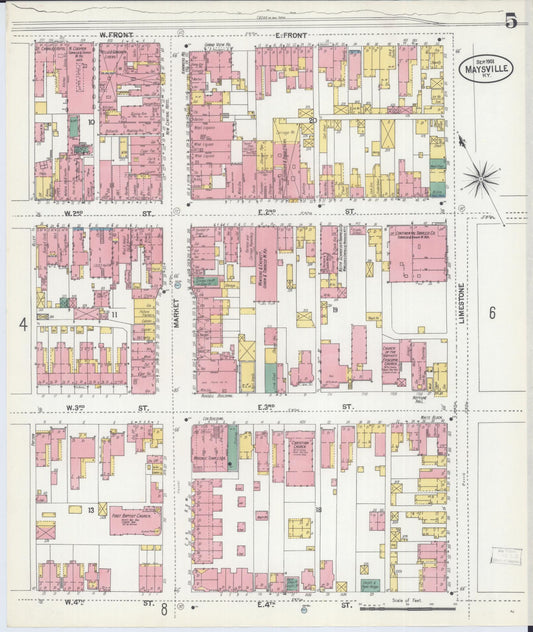 Sanborn Fire Insurance Map from Maysville, Mason County, Kentucky (1901), Sheet #0005 - Historic Sanborn Fire Insurance Map Print, vintage old map wall art, antique decor, genealogy gift, Kentucky Kentucky map