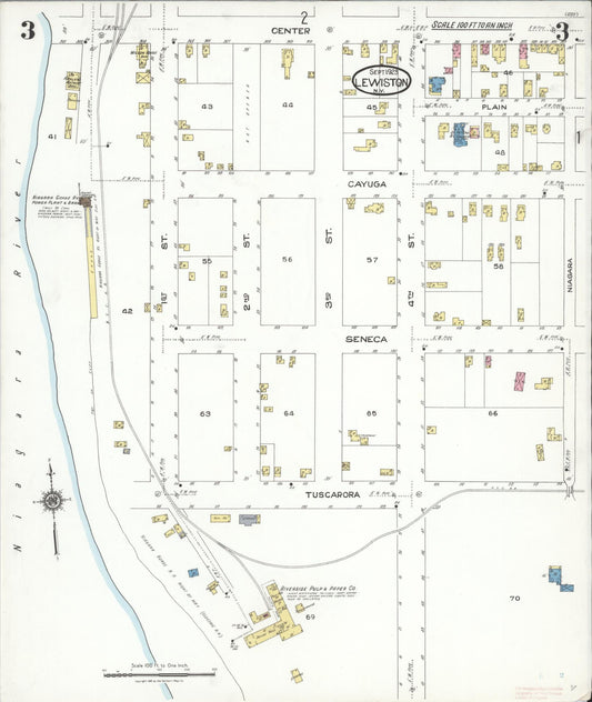 Sanborn Fire Insurance Map from Lewiston, Niagara County, New York (1923), Sheet #0003 - Historic Sanborn Fire Insurance Map Print, vintage old map wall art, antique decor, genealogy gift, New York New York map