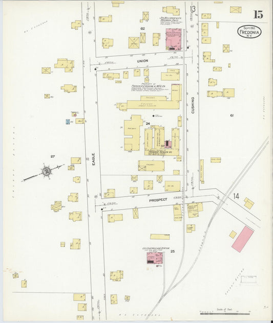 Sanborn Fire Insurance Map from Fredonia, Chautauqua County, New York (1912), Sheet #0015 - Historic Sanborn Fire Insurance Map Print, vintage old map wall art, antique decor, genealogy gift, New York New York map