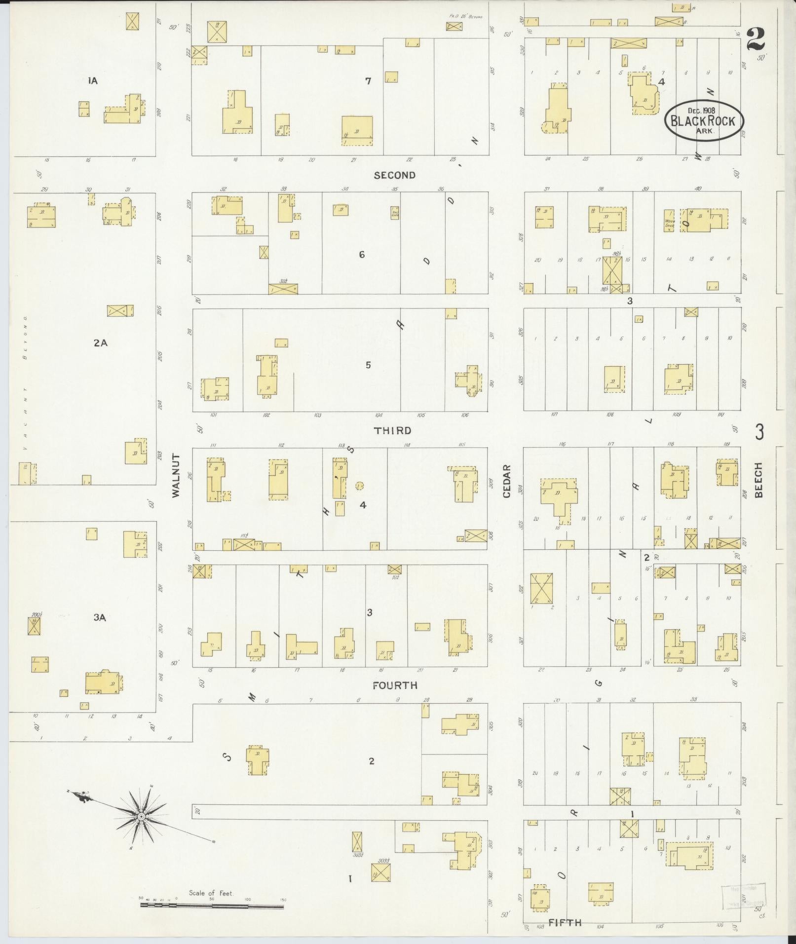 Sanborn Fire Insurance Map from Black Rock, Lawrence County, Arkansas (1908), Sheet #0002 - Historic Sanborn Fire Insurance Map Print, vintage old map wall art, antique decor, genealogy gift, Arkansas Arkansas map