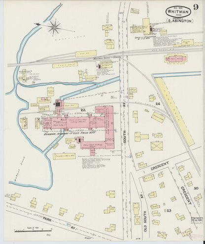 Sanborn Fire Insurance Map from Whitman, Plymouth County, Massachusetts (1891), Sheet #0009 - Complete Map Set gallery image, historic Sanborn map, vintage wall art, Massachusetts Massachusetts