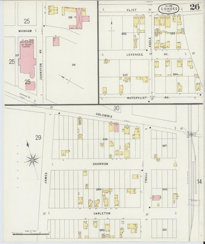 Sanborn Fire Insurance Map from Cohoes, Albany County, New York (1896), Sheet #0026 - Historic Sanborn Fire Insurance Map Print, vintage old map wall art, antique decor, genealogy gift, New York New York map