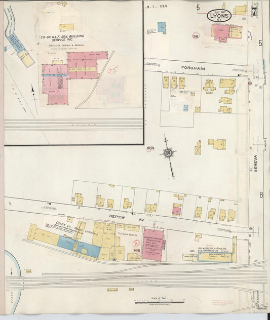 Sanborn Fire Insurance Map from Lyons, Wayne County, New York (1949), Sheet #0007 - Historic Sanborn Fire Insurance Map Print, vintage old map wall art, antique decor, genealogy gift, New York New York map