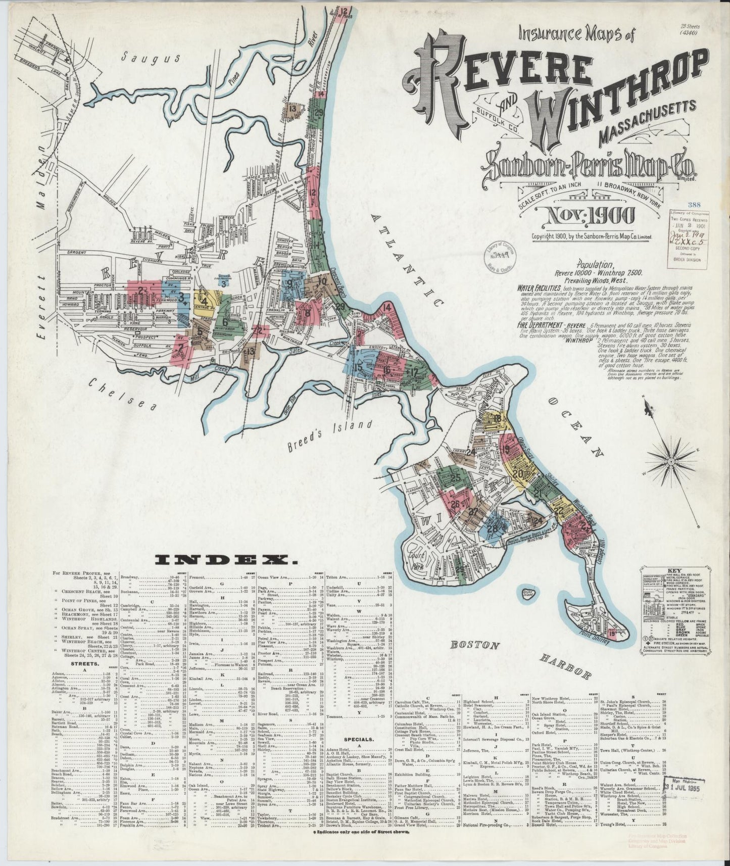 Sanborn Fire Insurance Map from Revere, Suffolk County, Massachusetts (1900), Sheet #0001 - Complete Map Set gallery image, historic Sanborn map, vintage wall art, Massachusetts Massachusetts