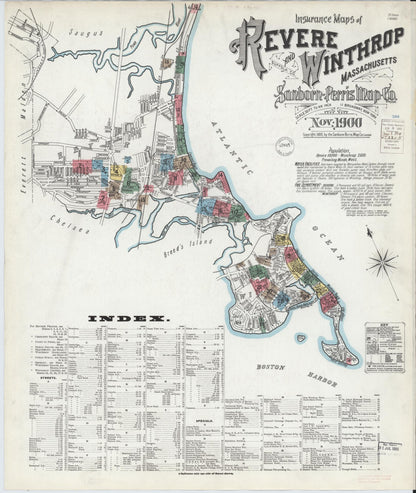 Sanborn Fire Insurance Map from Revere, Suffolk County, Massachusetts (1900), Sheet #0001 - Complete Map Set gallery image, historic Sanborn map, vintage wall art, Massachusetts Massachusetts