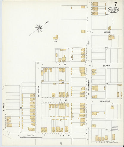 Sanborn Fire Insurance Map from Keyser, Mineral County, West Virginia (1908), Sheet #0007 - Complete Map Set gallery image, historic Sanborn map, vintage wall art, West Virginia West Virginia