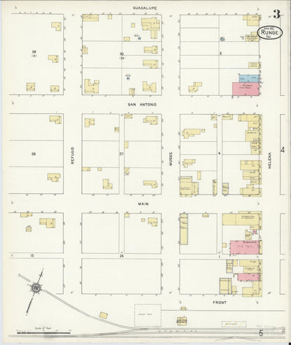 Sanborn Fire Insurance Map from Runge, Karnes County, Texas (1912), Sheet #0003 - Historic Sanborn Fire Insurance Map Print, vintage old map wall art, antique decor, genealogy gift, Texas Texas map
