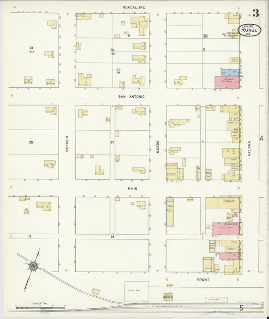 Sanborn Fire Insurance Map from Runge, Karnes County, Texas (1912), Sheet #0003 - Historic Sanborn Fire Insurance Map Print, vintage old map wall art, antique decor, genealogy gift, Texas Texas map