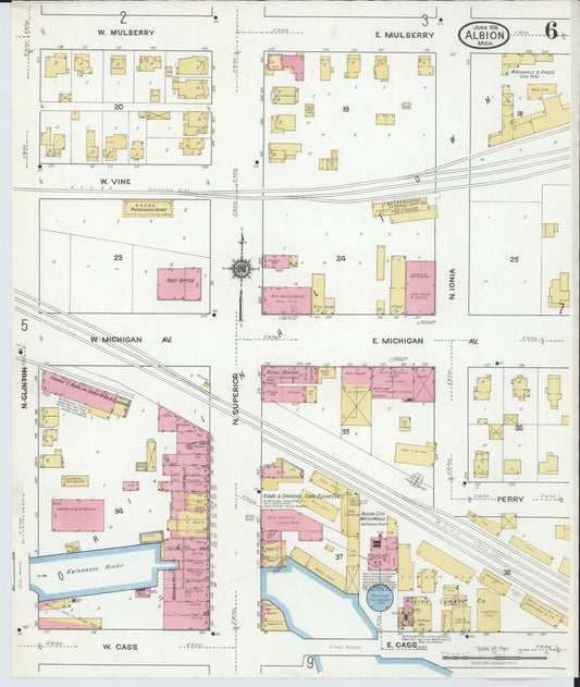 Sanborn Fire Insurance Map from Albion, Calhoun County, Michigan (1918), Sheet #0006 - Historic Sanborn Fire Insurance Map Print, vintage old map wall art, antique decor, genealogy gift, Michigan Michigan map