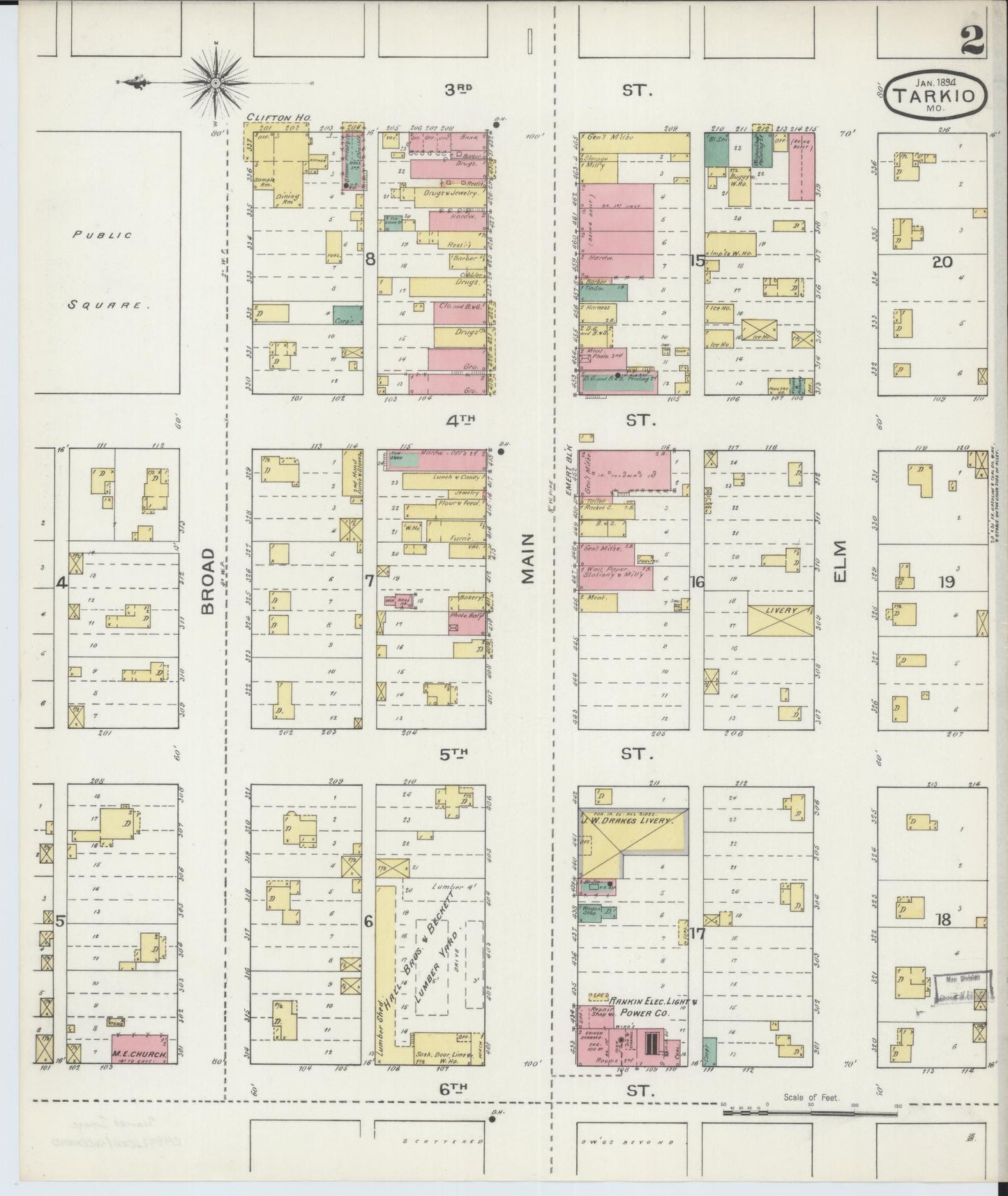 Sanborn Fire Insurance Map from Tarkio, Atchison County, Missouri (1894), Sheet #0002 - Historic Sanborn Fire Insurance Map Print, vintage old map wall art, antique decor, genealogy gift, Missouri Missouri map