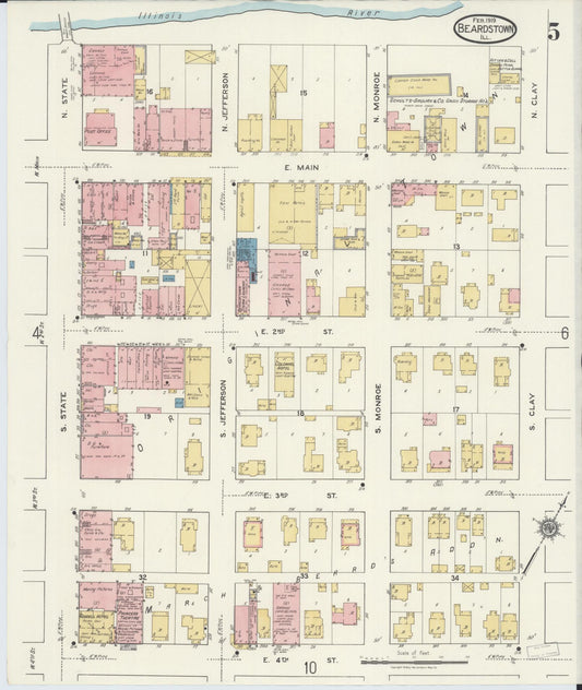 Sanborn Fire Insurance Map from Beardstown, Cass County, Illinois (1919), Sheet #0005 - Historic Sanborn Fire Insurance Map Print, vintage old map wall art, antique decor, genealogy gift, Illinois Illinois map