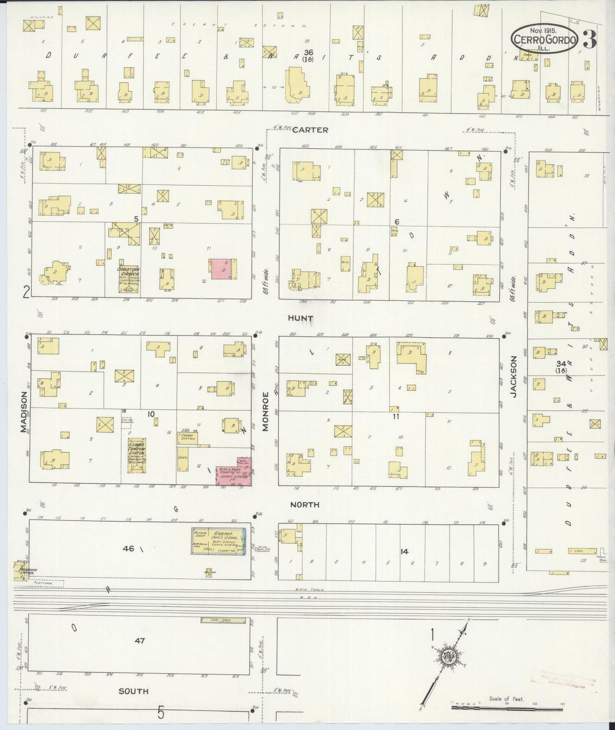 Sanborn Fire Insurance Map from Cerro Gordo, Piatt County, Illinois (1915), Sheet #0003 - Historic Sanborn Fire Insurance Map Print, vintage old map wall art, antique decor, genealogy gift, Illinois Illinois map