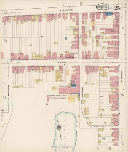 Sanborn Fire Insurance Map from Frederick, Frederick County, Maryland (1922), Sheet #0025 - Complete Map Set gallery image, historic Sanborn map, vintage wall art, Maryland Maryland