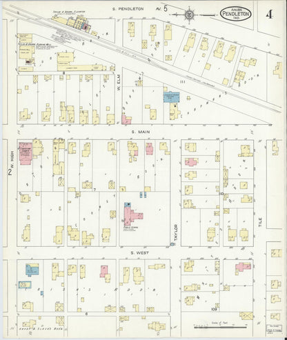 Sanborn Fire Insurance Map from Pendleton, Madison County, Indiana (1914), Sheet #0004 - Historic Sanborn Fire Insurance Map Print, vintage old map wall art, antique decor, genealogy gift, Indiana Indiana map