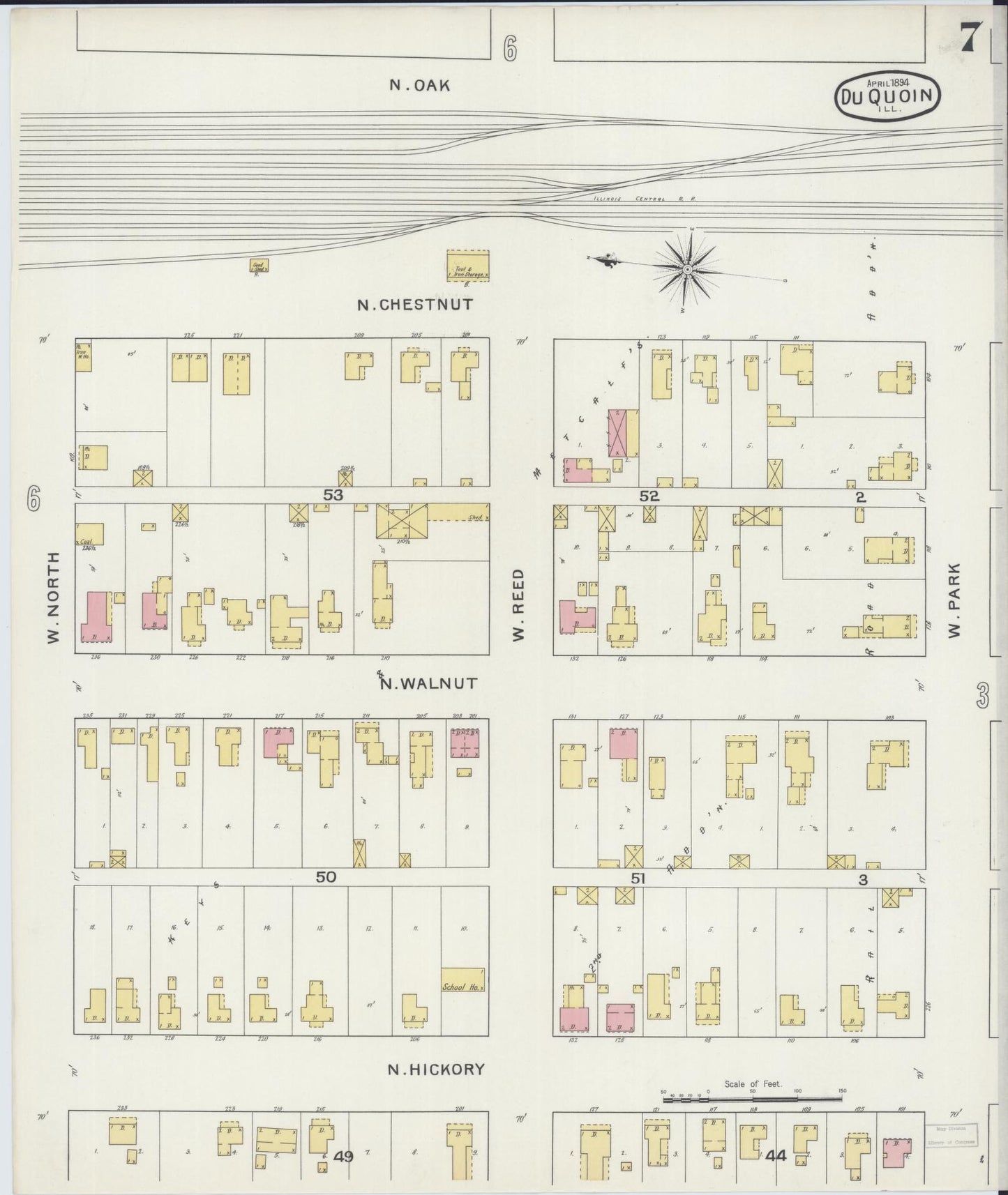 Sanborn Fire Insurance Map from Du Quoin, Perry County, Illinois (1894), Sheet #0007 - Complete Map Set gallery image, historic Sanborn map, vintage wall art, Illinois Illinois