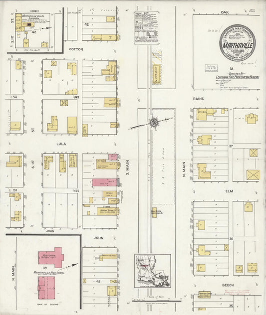 Sanborn Fire Insurance Map from Marthaville, Natchitoches Parish, Louisiana. (1921) – Historic Sanborn Fire Insurance Map Print