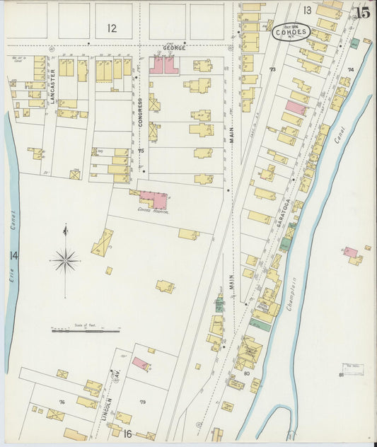 Sanborn Fire Insurance Map from Cohoes, Albany County, New York (1896), Sheet #0015 - Historic Sanborn Fire Insurance Map Print, vintage old map wall art, antique decor, genealogy gift, New York New York map