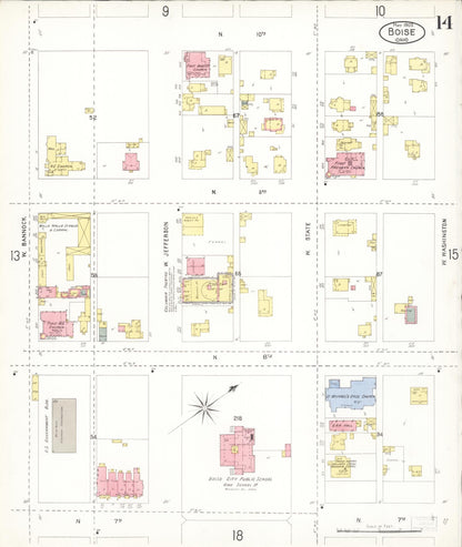 Sanborn Fire Insurance Map from Boise, Ada County, Idaho (1903), Sheet #0014 - Complete Map Set gallery image, historic Sanborn map, vintage wall art, Idaho Idaho
