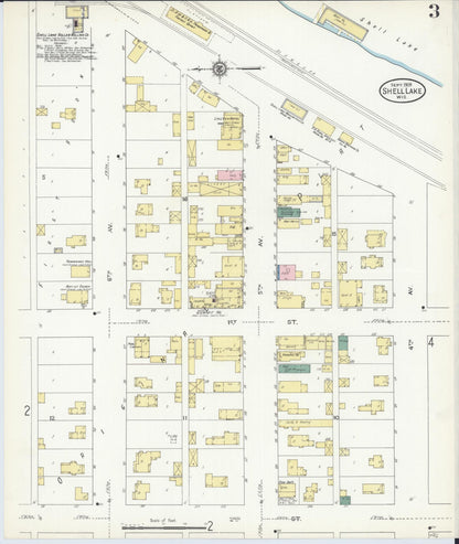 Sanborn Fire Insurance Map from Shell Lake, Washburn County, Wisconsin (1909), Sheet #0003 - Complete Map Set gallery image, historic Sanborn map, vintage wall art, Wisconsin Wisconsin