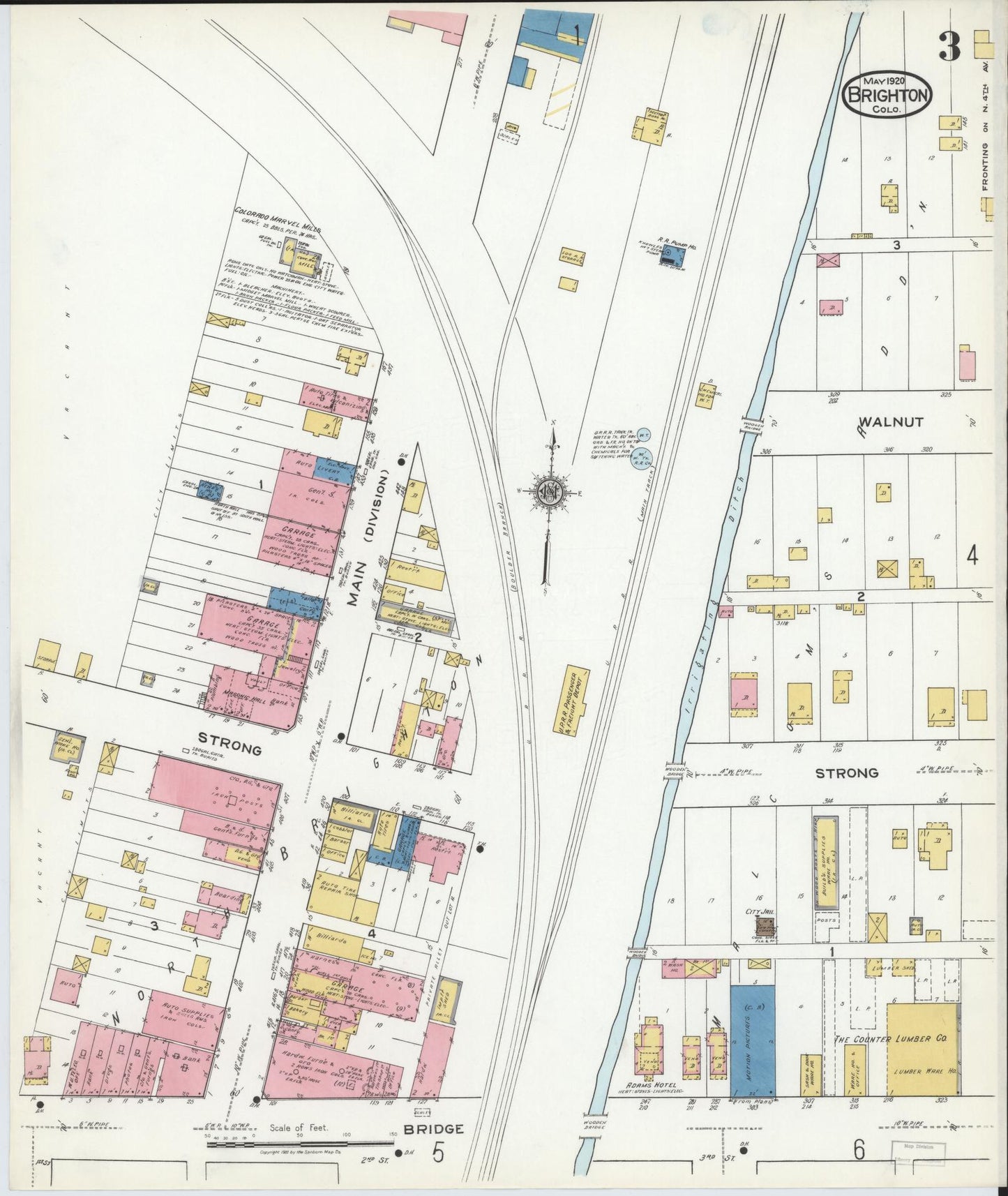 Sanborn Fire Insurance Map from Brighton, Adams County, Colorado (1920), Sheet #0003 - Complete Map Set gallery image, historic Sanborn map, vintage wall art, Colorado Colorado