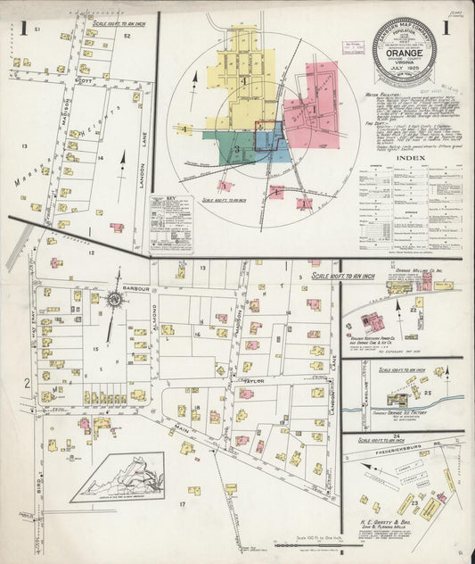 Sanborn Fire Insurance Map from Orange, Orange County, Virginia (1925), Sheet #0001 - Historic Sanborn Fire Insurance Map Print, vintage old map wall art, antique decor, genealogy gift, Virginia Virginia map
