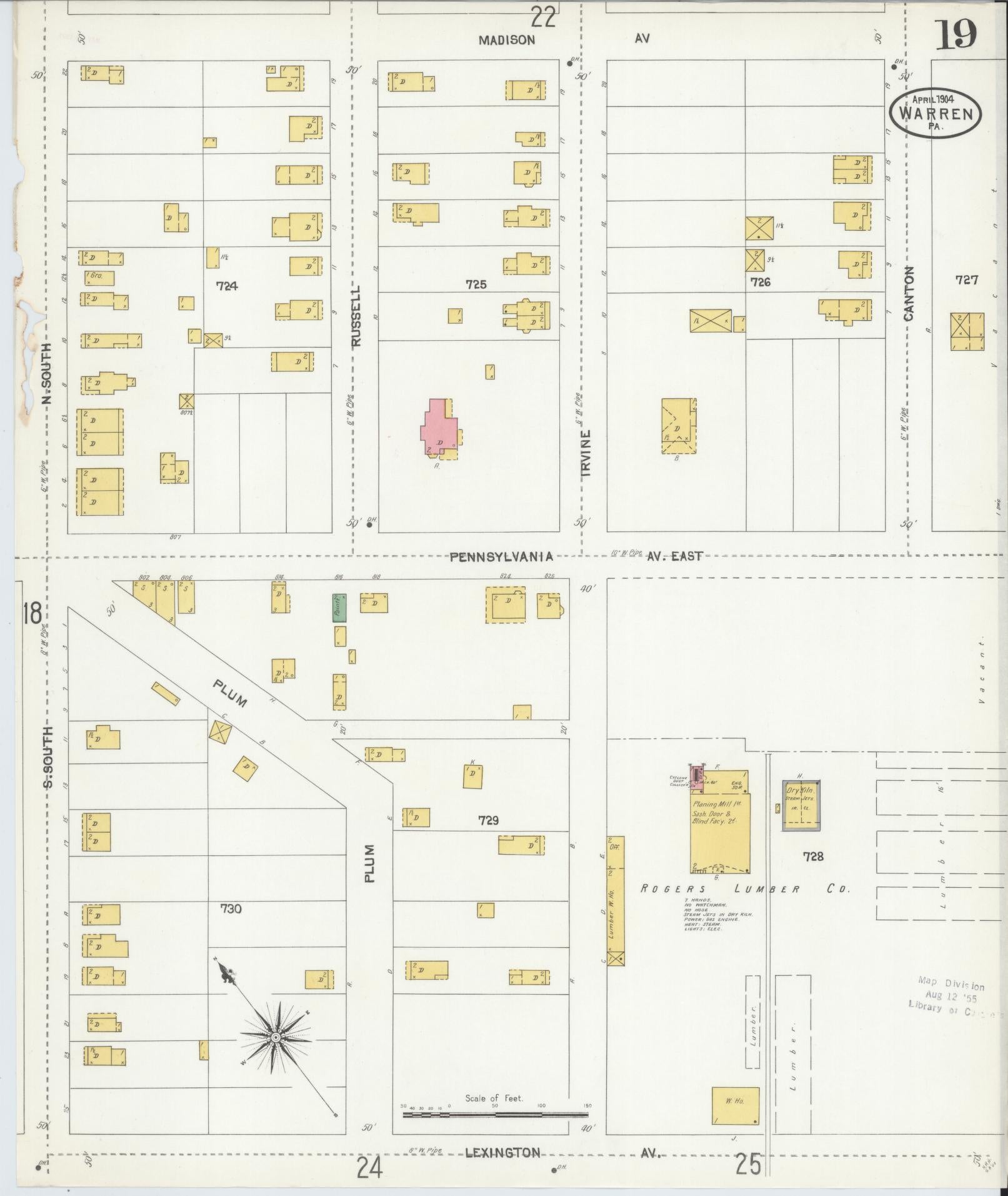 Sanborn Fire Insurance Map from Warren, Warren County, Pennsylvania (1904), Sheet #0019 - Complete Map Set gallery image, historic Sanborn map, vintage wall art, Pennsylvania Pennsylvania