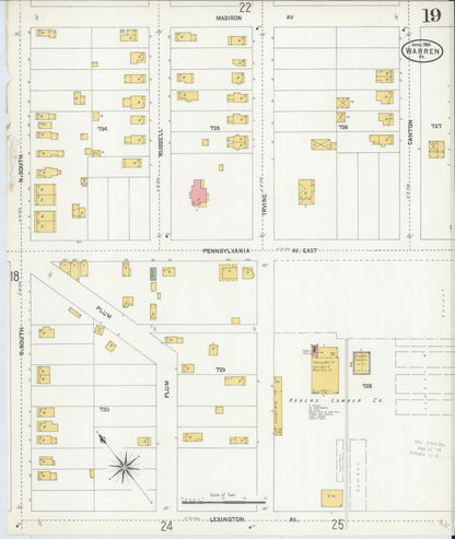 Sanborn Fire Insurance Map from Warren, Warren County, Pennsylvania (1904), Sheet #0019 - Complete Map Set gallery image, historic Sanborn map, vintage wall art, Pennsylvania Pennsylvania