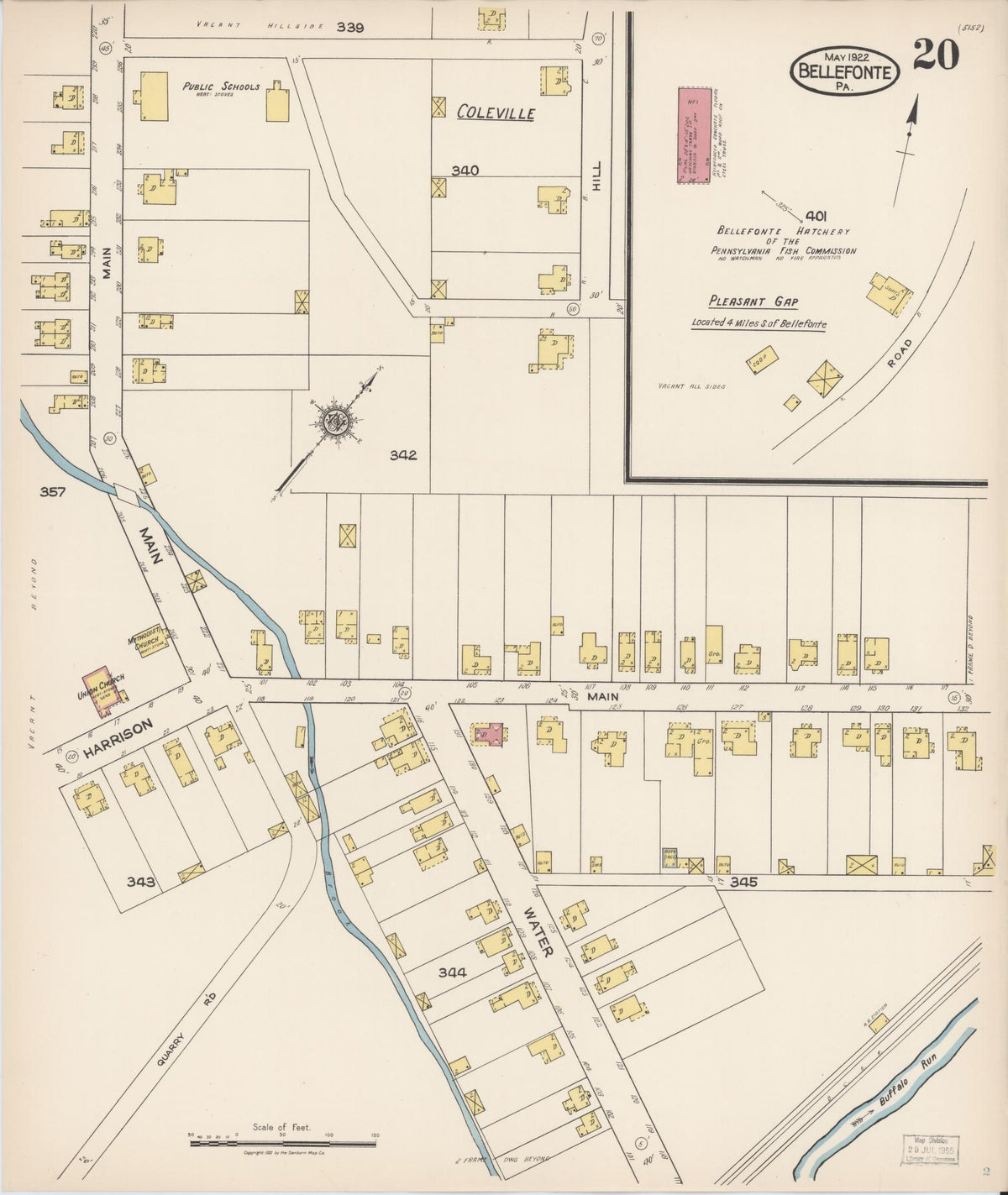 Sanborn Fire Insurance Map from Bellefonte, Centre County, Pennsylvania (1922), Sheet #0020 - Complete Map Set gallery image, historic Sanborn map, vintage wall art, Pennsylvania Pennsylvania
