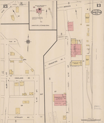 Sanborn Fire Insurance Map from Princeton, Mercer County, West Virginia (1923), Sheet #0013 - Complete Map Set gallery image, historic Sanborn map, vintage wall art, West Virginia West Virginia