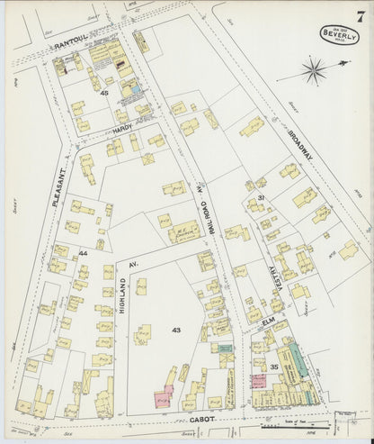 Sanborn Fire Insurance Map from Beverly, Essex County, Massachusetts (1891), Sheet #0007 - Historic Sanborn Fire Insurance Map Print, vintage old map wall art, antique decor, genealogy gift, Massachusetts Massachusetts map