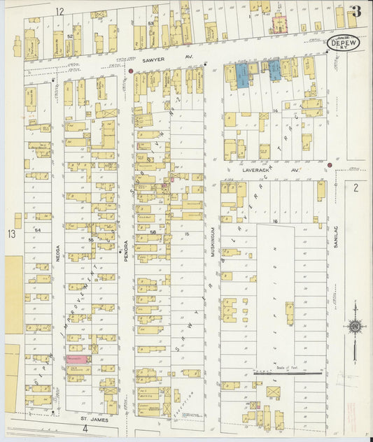 Sanborn Fire Insurance Map from Depew, Erie County, New York (1911), Sheet #0002 - Historic Sanborn Fire Insurance Map Print, vintage old map wall art, antique decor, genealogy gift, New York New York map