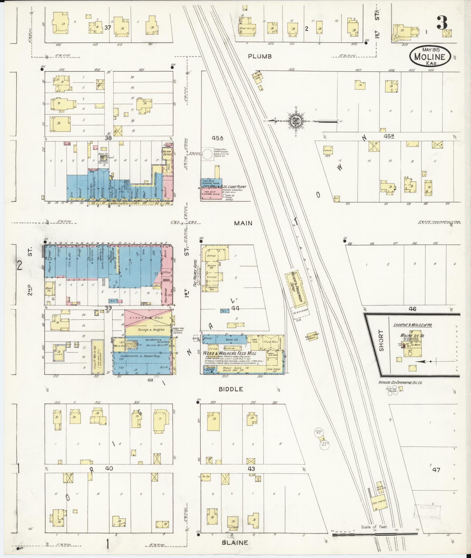 Sanborn Fire Insurance Map from Moline, Elk County, Kansas (1915), Sheet #0003 - Historic Sanborn Fire Insurance Map Print, vintage old map wall art, antique decor, genealogy gift, Kansas Kansas map