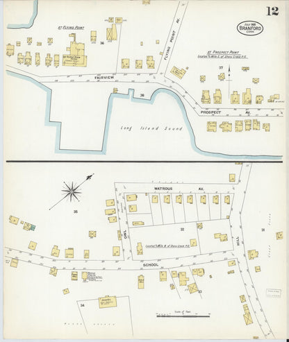 Sanborn Fire Insurance Map from Branford, New Haven County, Connecticut (1908), Sheet #0012 - Complete Map Set gallery image, historic Sanborn map, vintage wall art, Connecticut Connecticut