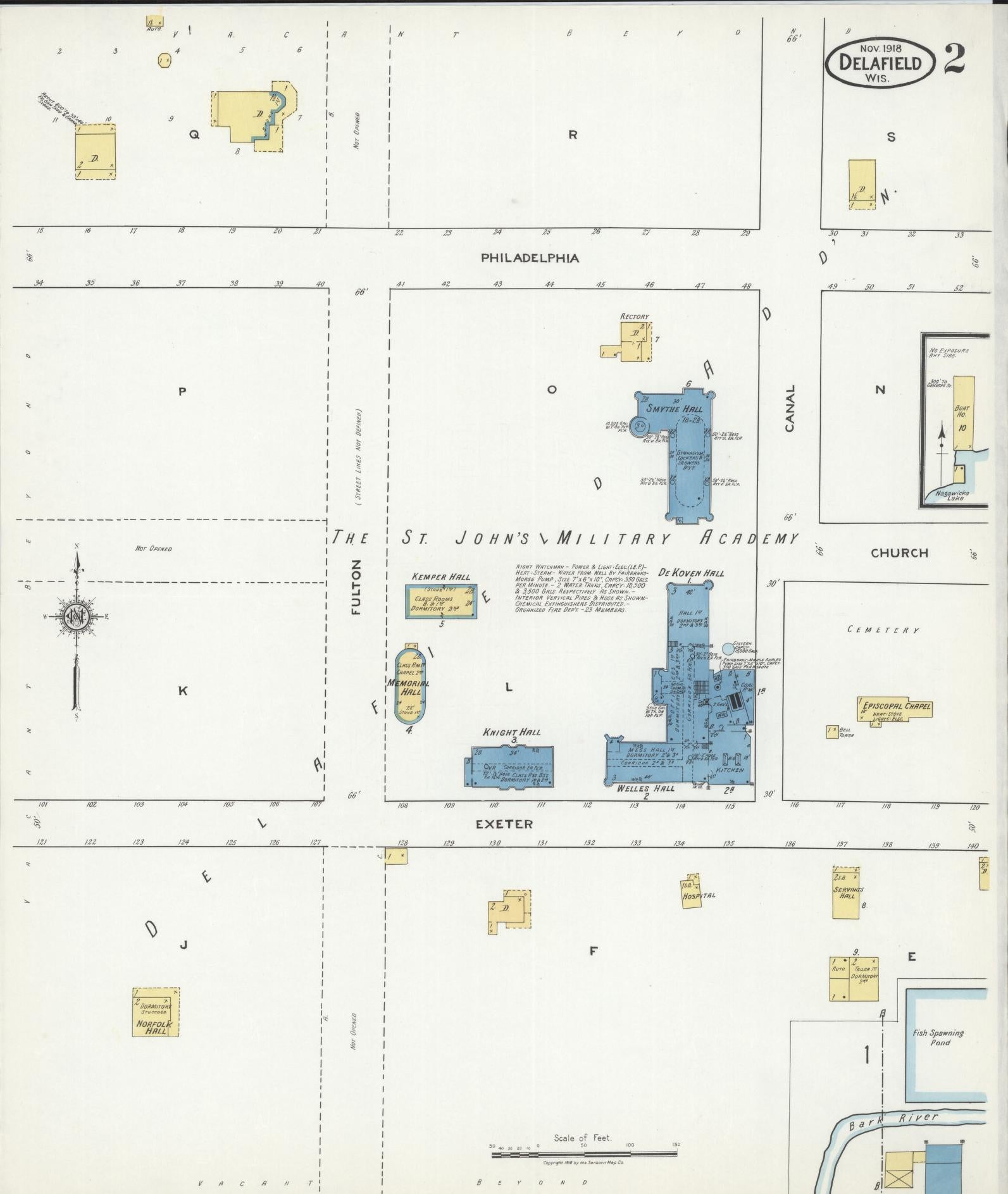 Sanborn Fire Insurance Map from Delafield, Waukesha County, Wisconsin (1918), Sheet #0002 - Historic Sanborn Fire Insurance Map Print, vintage old map wall art, antique decor, genealogy gift, Wisconsin Wisconsin map