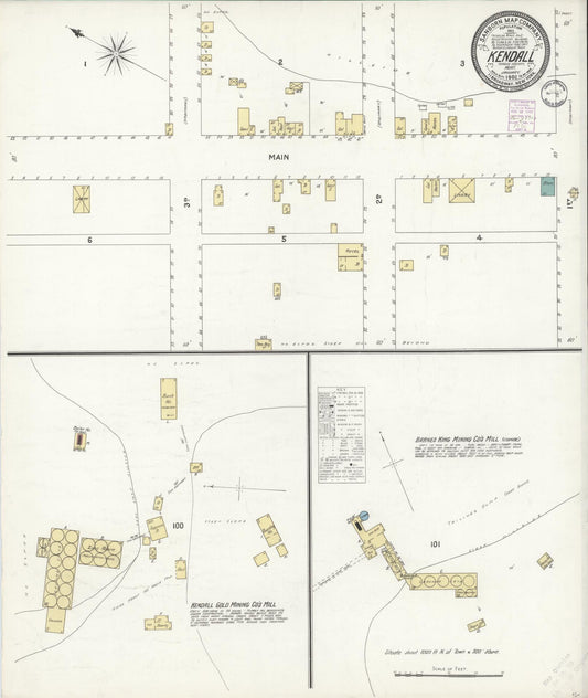 Sanborn Fire Insurance Map from Kendall, Fergus County, Montana (1902), Sheet #0001 - Historic Sanborn Fire Insurance Map Print, vintage old map wall art, antique decor, genealogy gift, Montana Montana map