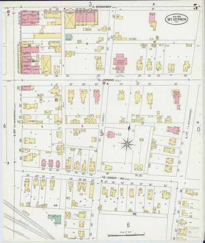 Sanborn Fire Insurance Map from Mount Vernon, Jefferson County, Illinois (1902), Sheet #0005 - Complete Map Set gallery image, historic Sanborn map, vintage wall art, Illinois Illinois