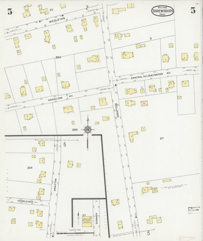 Sanborn Fire Insurance Map from Shrewsbury, Worcester County, Massachusetts (1925), Sheet #0005 - Complete Map Set gallery image, historic Sanborn map, vintage wall art, Massachusetts Massachusetts