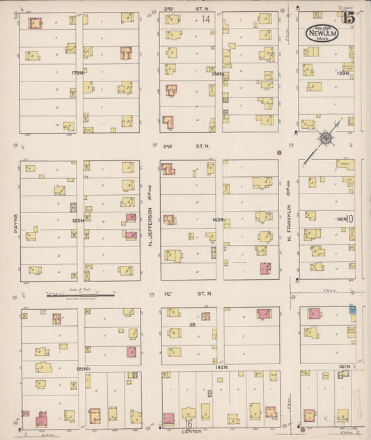 Sanborn Fire Insurance Map from New Ulm, Brown County, Minnesota (1922), Sheet #0015 - Historic Sanborn Fire Insurance Map Print, vintage old map wall art, antique decor, genealogy gift, Minnesota Minnesota map