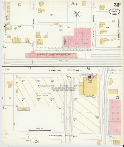 Sanborn Fire Insurance Map from Paris, Lamar County, Texas (1908), Sheet #0028 - Historic Sanborn Fire Insurance Map Print, vintage old map wall art, antique decor, genealogy gift, Texas Texas map