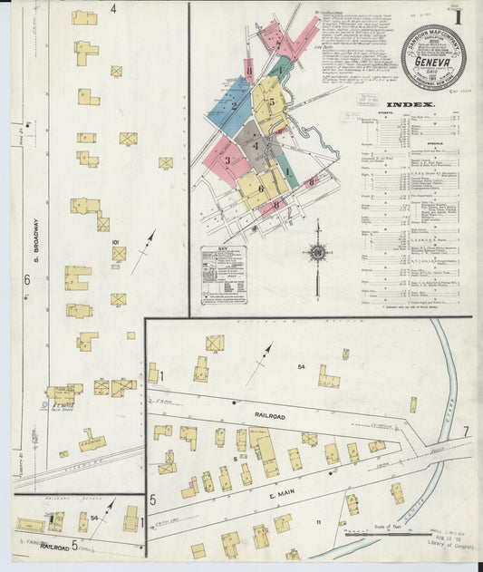 Sanborn Fire Insurance Map from Geneva, Ashtabula County, Ohio (1911), Sheet #0001 - Historic Sanborn Fire Insurance Map Print, vintage old map wall art, antique decor, genealogy gift, Ohio Ohio map