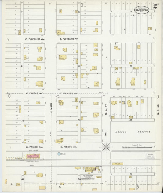 Sanborn Fire Insurance Map from Blackwell, Kay County, Oklahoma (1907), Sheet #0002 - Historic Sanborn Fire Insurance Map Print, vintage old map wall art, antique decor, genealogy gift, Oklahoma Oklahoma map