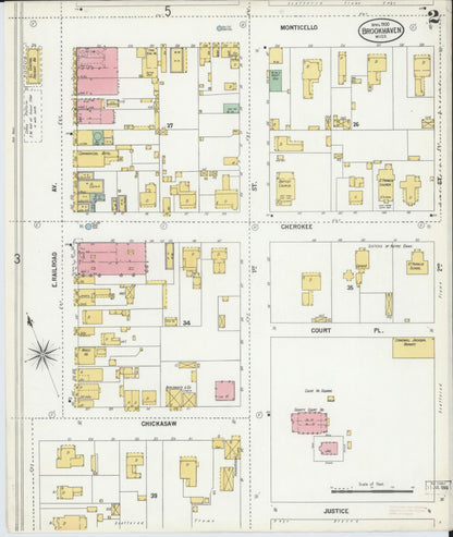 Sanborn Fire Insurance Map from Brookhaven, Lincoln County, Mississippi (1900), Sheet #0002 - Complete Map Set gallery image, historic Sanborn map, vintage wall art, Mississippi Mississippi