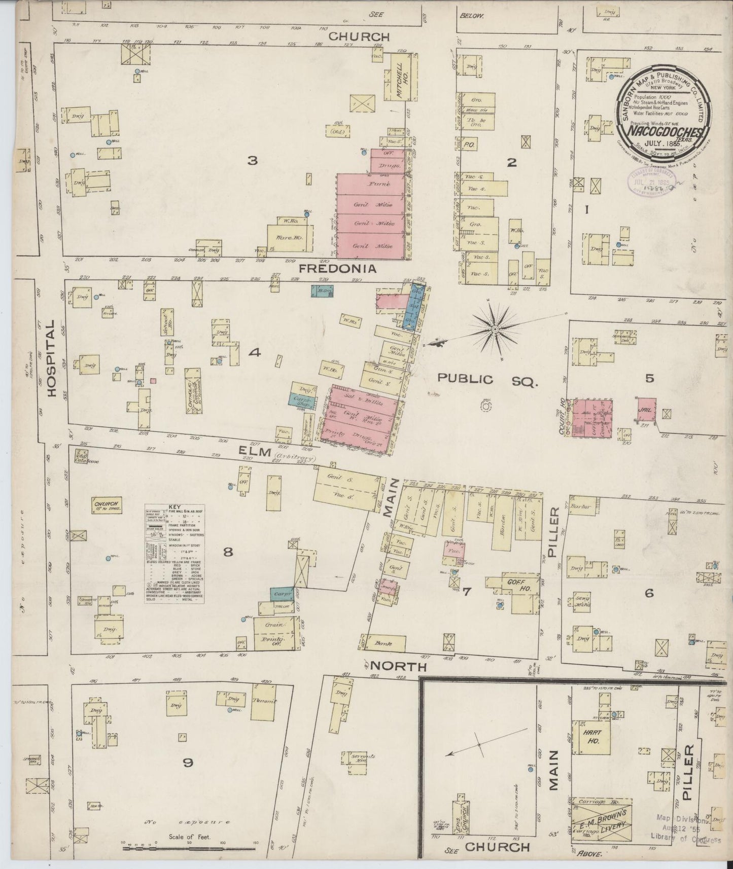 Sanborn Fire Insurance Map from Nacogdoches, Nacogdoches County, Texas. (1885) – Historic Sanborn Fire Insurance Map Print